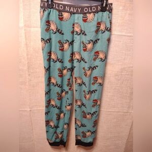 Old Navy Boy Fleeces Pants Size 14-16 Raccoon and Pizza Design